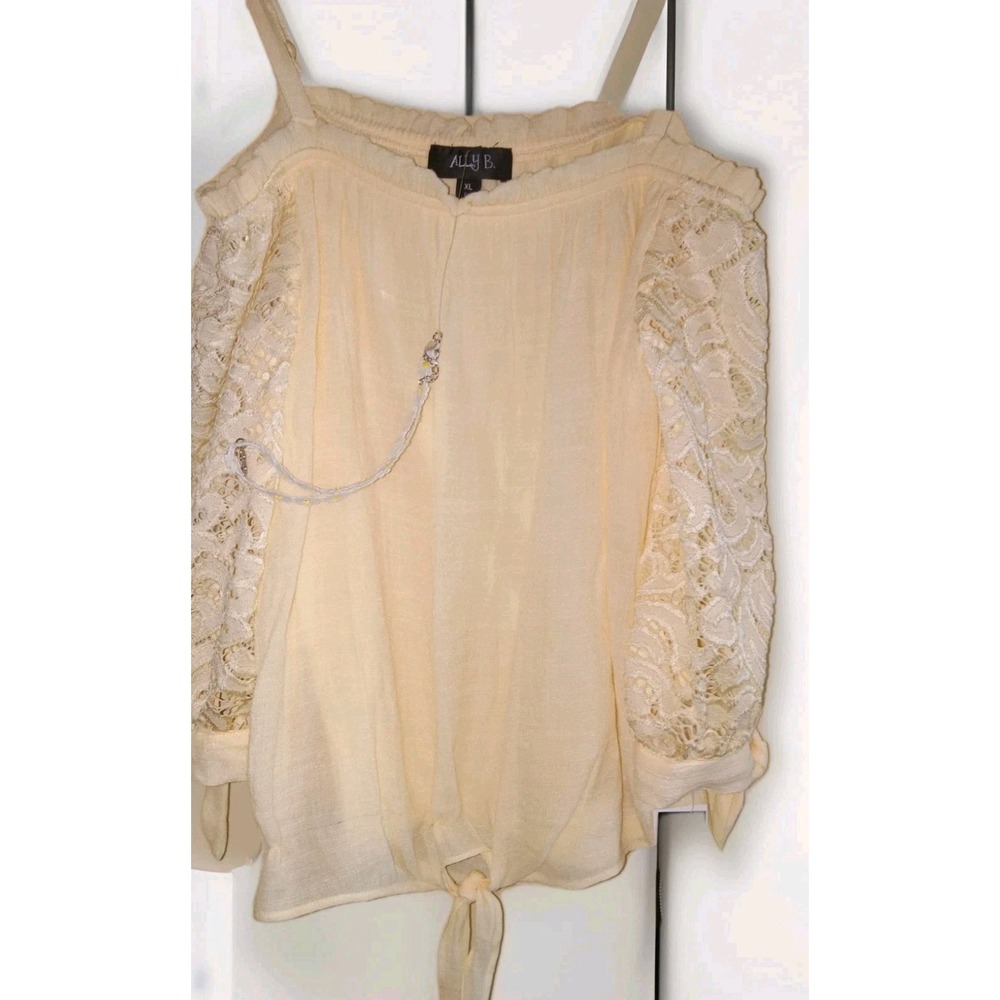 NWT Youth Girls Ally B‎ Yellow Top Shirt W/ Head Band Yellow Lace XL 16